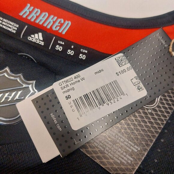Adidas NHL Seattle Kraken Primegreen Home Jersey Mens Size 50 Deep Sea Blue Navy - Picture 3 of 6